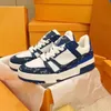 2023 Hot Luxury Trainer Sneakers Shoes Printing Fashion Märkesdesigner Mens skor äkta läder sneaker storlek 38-45 RG18