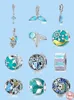 925 Pandora Takı Boncukları için Gümüş Takımlar Dangly Yaz Okyanusu Yunus Güzellik Balık Diy boncuk
