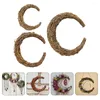 Decorative Flowers 3pcs DIY Moon-shaped Wedding Crafting Rattan Hoops Dream Catcher Wreath