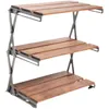 Camp Furniture Metal Wood Camping Folding Storage Table 3 Layer BBQ Rack