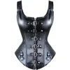 Kobiety Shapers Ladies Studing Corsets and Bustiers Sexy Pvc bielizna czarna body talia Trener Trainer Corset steampunki Underbust top