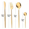 Dinnerware Sets Terprun 24 Pieces Gold Cutlery Set Mirror Stainless Steel Knife Fork Tea Spoon Kitchen Dinner Flatware