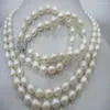 Necklace Earrings Set Hand Made 6-7mm White Freshwater Rice Pearl Bracelet For Women Fashion Jewelry