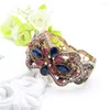 Bracelet Sunspicems Antique Or Couleur Turc Femmes Vintage Mariage Plein Strass Symétrique Motif Arabe Bijoux