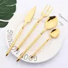 Geschirr Sets Luxus Geschirr Set 304 Edelstahl Besteck Gold Küche 16Pcs Spiegel Abendessen Steak Messer Gabel Löffel Besteck