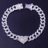 Tornozeleiras glamourosos, tornozelo de cristal em forma de coração, adequado para mulheres Miami Tennis Chain Chain Chain Torthle Ice