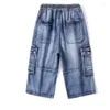 Jeans pour hommes Short en jean Pantalon droit multi-poches Baggy Cargo Pantalon d'été pour homme