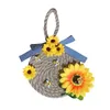 Fleurs décoratives abeille tournesol couronne Sisal corde jour pour porte d'entrée décor 16cm rustique ferme cintre été