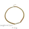 Ketten Minar Coole Barock-Süßwasserperlen-Strang-Perlen-Halsketten für Frauen, 14 Karat echt vergoldetes Messing, klobige kubanische Halskette