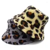 Berets Woman Buckets Hat Leopard Faux Fur Пушистые зимние теплые шляпы рыболово