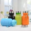 Su Şişeleri 20pcs 550ml Katlanır Şişe Taşınabilir Geri Çekilebilir Silikon Kahve Açık Seyahat Seyahat İçme Spor İçecek Su Isıtıcısı