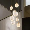 Lampade a sospensione El Lobby Lampadario Scala Luce Multi-testa Spirale di marmo di lusso nordico