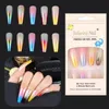 False Nails 24pcs Nail Tips Art DIY Bling Press On Medium Length Gradient Aurora Fake Full Cover