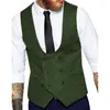 Mäns kostymer Teal Brown Bourgogne Double Breasted Men passar Vest Formal Business Herringbone Tweed Groom Wedding Prom Tuxedos Blazer