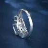 Bröllopsringar kudde klippt sten kvinnlig fyrkantig ring charm silver färg engagemang kristall vit zirkon för kvinnor smycken cz