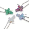 Pendant Necklaces Fashion Opal Necklace Synthetic Cross 9x12mm For Gifts