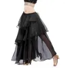 Vêtements de scène femme danse du ventre jupe gâteau longue Sexy en mousseline de soie couleur bonbon Performance Costumes vêtements de pratique