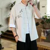 Aktiva skjortor 5xl Summer Men Tai Chi Kungfu Yoga Shirt Linen broderi Löst plus storlek Sweatshirt Casual Jogger Workout Meditation