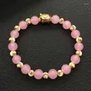 Strand Feng Shui Gold Pig Bracelet Pink Green Double Color Bead