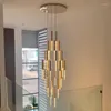 Kroonluchters Youlaike Long Crystal Kroonluchter voor trap luxe home decor moderne led cristal lamp grote lobby villa hall verlichting