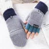 Fem fingrar handskar vinter ull tjocka varma vantar mode flickor kvinnor damer hand handled varmare solid fingerlös vanten