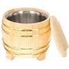 Dinnerware Sets Buckets Lids Chiller Bucket Wooden Serving Bowl Hangiri Sushi Oke Rice Mixing Tub