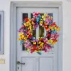 Flores decorativas Guirnalda de primavera Arreglo colorido para puerta delantera Verano Guirnalda artificial Pared Ventana Vacaciones