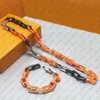 2023 fashion link chain designer necklace bracelet luxury jewelry stainless steel hiphop orange black silver mens chains necklaces jewelry for men women gift