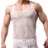 Canotte da uomo Maglia senza maniche da uomo Vedere attraverso il muscolo Fishnet Scava fuori la maglia Canotte Palestra Allenamento Sport Tee Abbigliamento uomo