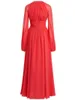 Casual jurken aankomen Red Long Party Dress Women Runway Designer Elegante mouw geplooide Maxi 2023 Zomerkleding