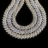 Pendant Necklaces Large size hiphop ice boys' jewelry Micro Pave CZ rose gold two tone color rock punk ice out Cuban chain necklace 19mm 230512