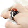 Cluster Rings Solid 925 Silver Men Ring Natural Agate Aqeeq Stone Peace Love Vintage Design Cool Party For Women Fine Jewelry Signet