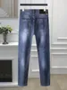 Мужские джинсы Дизайнерские роскошные мужские джинсы синие классические стираные вышитые простые эластичные износостойкие молодежные повседневные брюки из износостойкой ткани CXXJ