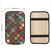 New Universal Car Armrest Cover Mat Leather Ethnic Style Print Waterproof Non-slip Storage Box Pad Auto Styling Interior Accessories