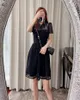 Casual Dresses S-elf- portrait Black Grid Lace Mini Dress