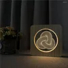 Night Lights Abstract Knot 3D LED Arylic Wooden Lamp Table Light Switch Control Carving For Children's Back School Decor Gift