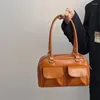 Evening Bags Vintage Women Business Shoulder Simple Ladies Commute Tote Bag Pu Leather Female Underarm Burgundy Large Handbags Purse