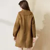 Mezclas de lana para mujer, moda de invierno 2023, chaquetas y abrigos largos de lana lisos a la moda para mujer, abrigo con cuello vuelto para mujer, ropa de abrigo para mujer