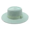 Szerokie brzegowe czapki Summer damski hat na plażowy kapelusz żeńska swobodna panama lady klasyczna płaska bowknot słomka sun fedora