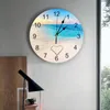 Wall Clocks Beach Sand Love PVC Clock Modern Design Home Decor Bedroom Silent O'clock Watch For Living Room