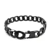 Link Bracelets Chain Solid Stainless Steel Bracelet Masculine Gun Black Jewelry 6/8/12mm Curb Cuban Wrist For Men Women 20cm DropLink