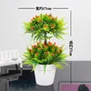 Dekorativa blommor 1 Set Bonsai Artificial Plant med plastvas Simuleringsdekoration Hembordstillbehör Kontor Dekor Dubbellager