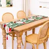 Juldekorationer bomullslinnet bordslöpare flagga ornament dekor för hemma bordduk xmas noel 2023 år gåvor
