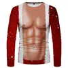 Casual shirts voor heren heren kerstshirt top herfst winter blouse mode bedrukt ronde nek lange mouwen schattig
