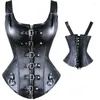 Kobiety Shapers Ladies Studing Corsets and Bustiers Sexy Pvc bielizna czarna body talia Trener Trainer Corset steampunki Underbust top