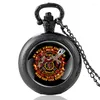 Orologi da taschino Cabochon in vetro dal design unico dei pompieri Fire Rescue Orologio al quarzo vintage FOB Uomo Donna Collana con ciondolo Ore Orologio