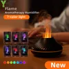 Apparater vulkaniska aromdiffusor luftfuktare flamma ultraljud cool mist maker dimare ledde eterisk oljeflamslampdiffusor