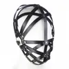 Massage Fetish Leather Harness Bondage Hood Mask for Women Man Couple's Slave Bdsm Adult Games Flirt Sex Toys Exotic Accessories Cosplay