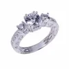 Cluster Rings Vintage Round Three-stone Simulated Diamond Ring Classic 925 Sterling Silver Wedding For Women Jewelry Size 5/6/7/8/9/10