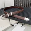 Cow Leather Belt Medium Size Smooth Round Buckle Fashion Casual Wearing Decoration 2.5CM Strap Original Box